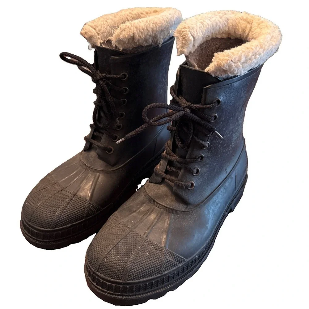 VTG Northwest Territory Canada Black Insulated Duck Snow Boots Size 10
